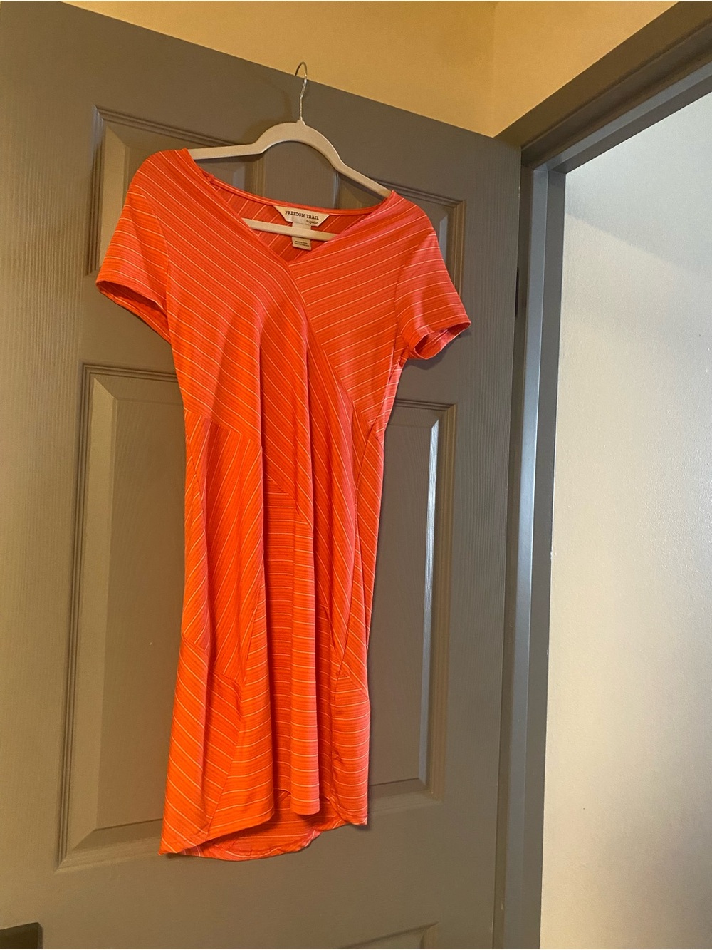 Freedom Trail by kyodan Hot pink Short-Sleeve Striped Midi Dress